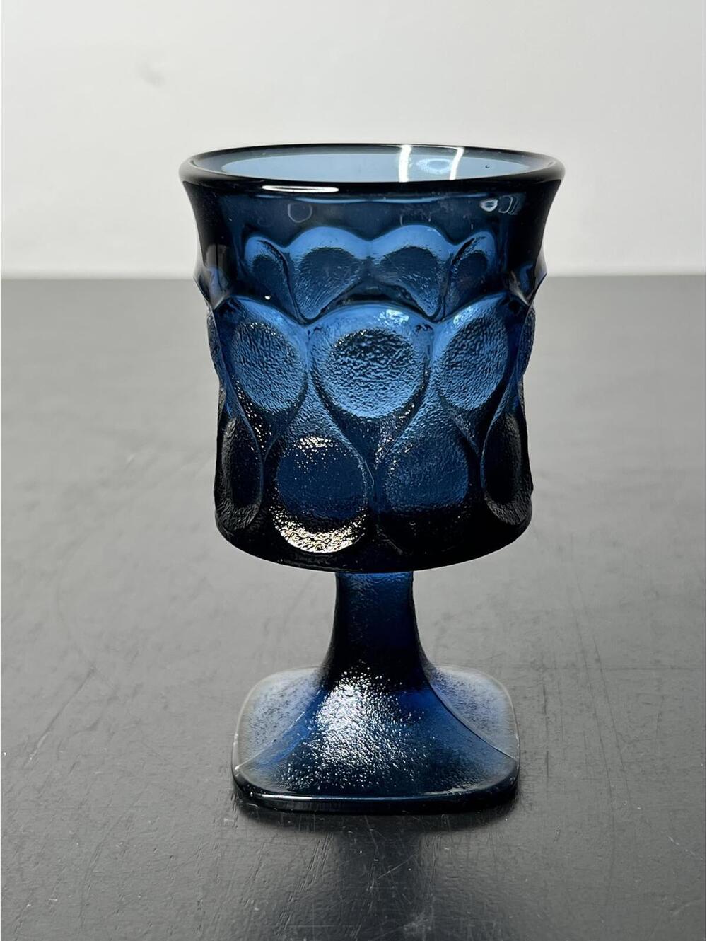 Mid Century Modern Noritake Spotlight (3) Blue Wine Goblet 8‎ oz Glass Set